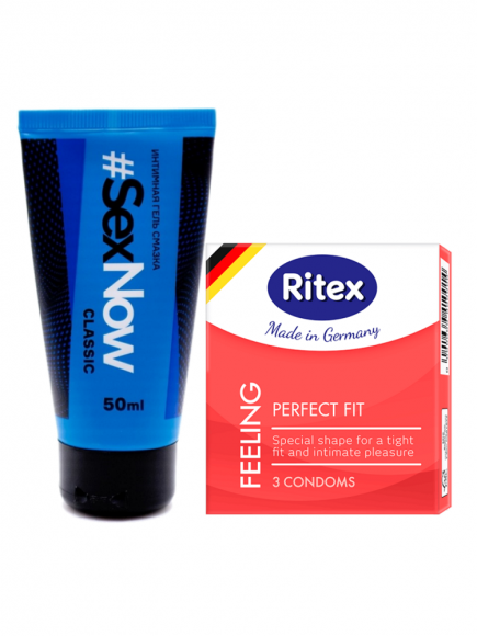 Набор из гель-лубриканта SexNow 50 мл и презервативов Ritex Feeling Perfect Fit 3 шт.