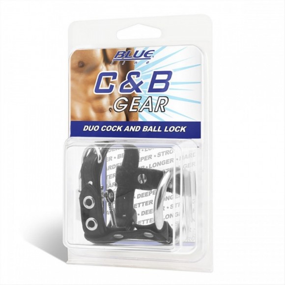 Металлическое кольцо с креплением за мошонку BlueLine Duo Cock And Ball Lock