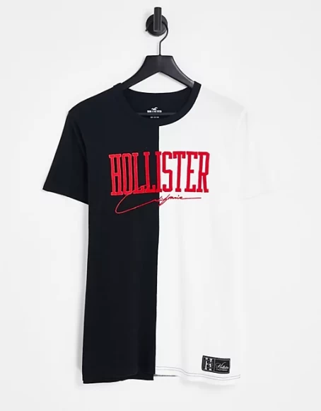 Футболка мужская Hollister varsity logo colourblock t-shirt in white/grey, разноцветная, размер L (50)
