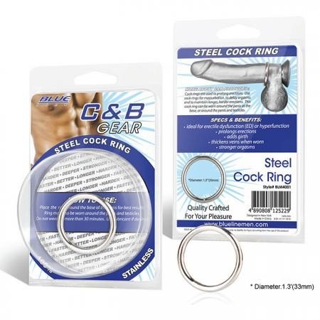 Стальное эрекционное кольцо BlueLine Steel Cock Ring 3,3 см