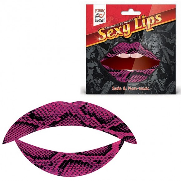 Татуировка для губ, яркий образ для вечеринки Erotic Fantasy Lip Tattoo Sexy Lips Фиолетовая Змея