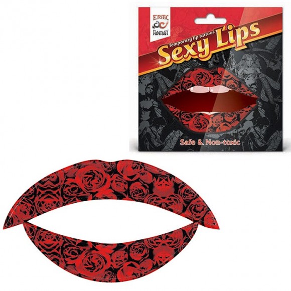 Татуировка для губ, яркий образ для вечеринки Erotic Fantasy Lip Tattoo Sexy Lips Алая Роза