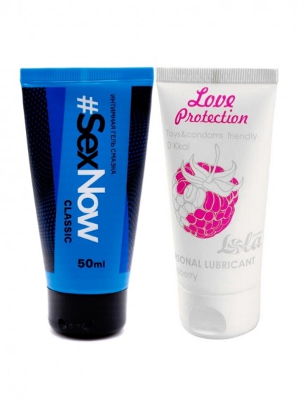 Комплект из лубриканта на водной основе SexNow  и съедобного лубриканта Lola Games Love Protection Raspberry 50 ml