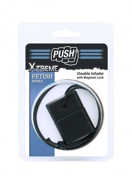 Ингалятор двухкамерный Push Xtreme Fetish - Double Inhaler with Magnetic Lock - Black, с магнитным замком, черный 