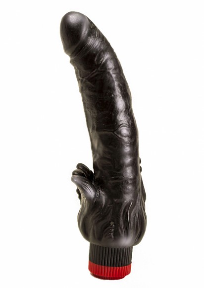 Вибратор LoveToy гелевый с клиторальным отростком черный 18,5 см 13837