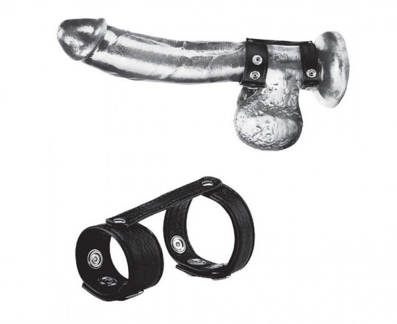 Утяжка на пенис с двойным кольцом с металлическими клепками BlueLine Duo Snap Cock And Ball Ring